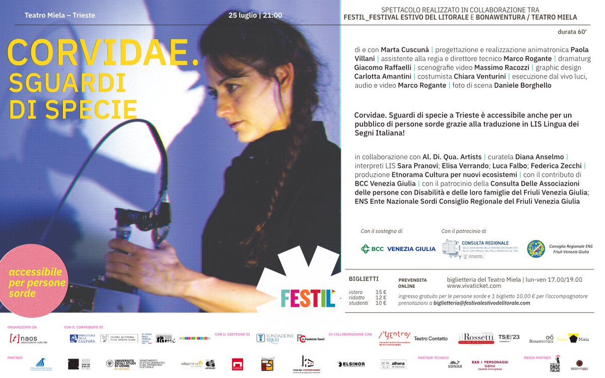 CSSUdine's tweet photo. #MartaCuscunà→#Corvidae. Sguardi di specie
🐦‍⬛22 luglio #Trento @MUSE_Trento
🐦‍⬛25 luglio #Trieste @TeatroMiela #Festil
La serie #Corvi alla fine del mondo, nata per #LaFabbricaDelMondo @RaiTre #MarcoPaolini #TelmoPievani, arriva in #teatro
#scienza ➡️https://t.co/GAzUu37izj https://t.co/Yh1C02q7gm