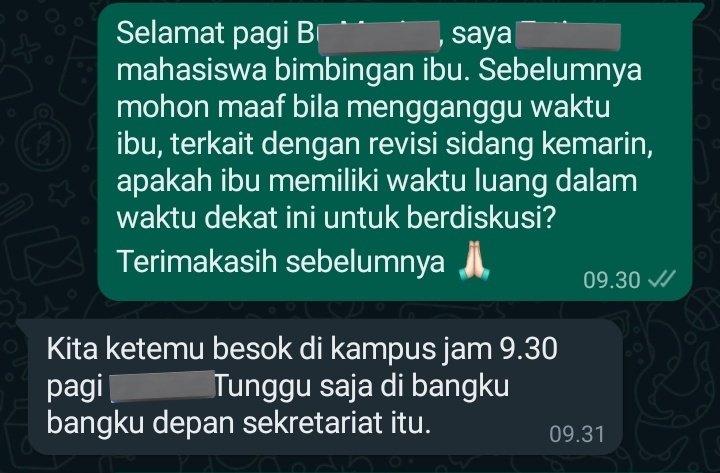 marchonfeb's tweet photo. @collegemenfess Aku kalo chat sama dosbing malah selalu perkenalan terus nder. Katanya dosen tidak semua mengesave no mahasiswanya, meskipun anak bimbingan. Wkwkkw jadi selama dibimbing entah berapa kali aku perkenalan 😭. Tapi kalo ketemu langsung beliau tau dan hafal muka dan nama mu kok 🙏🏻😭 https://t.co/Vz3ng7676J