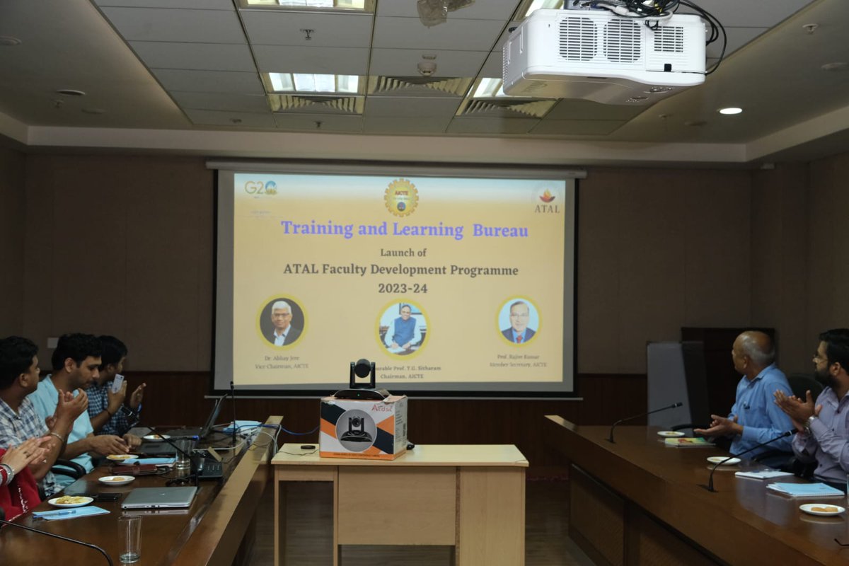 AICTE_INDIA's tweet image. #AICTE Chairman Prof. @SITHARAMtg launched 'ATAL Faculty Development Programme (FDP) 2023-2024' today.

#ATALAcademy will offer FDPs under technical and non-technical categories in core emerging areas of 𝙴𝚗𝚐𝚒𝚗𝚎𝚎𝚛𝚒𝚗𝚐, 𝙼𝚊𝚗𝚊𝚐𝚎𝚖𝚎𝚗𝚝, 𝙲𝚘𝚖𝚙𝚞𝚝𝚎𝚛