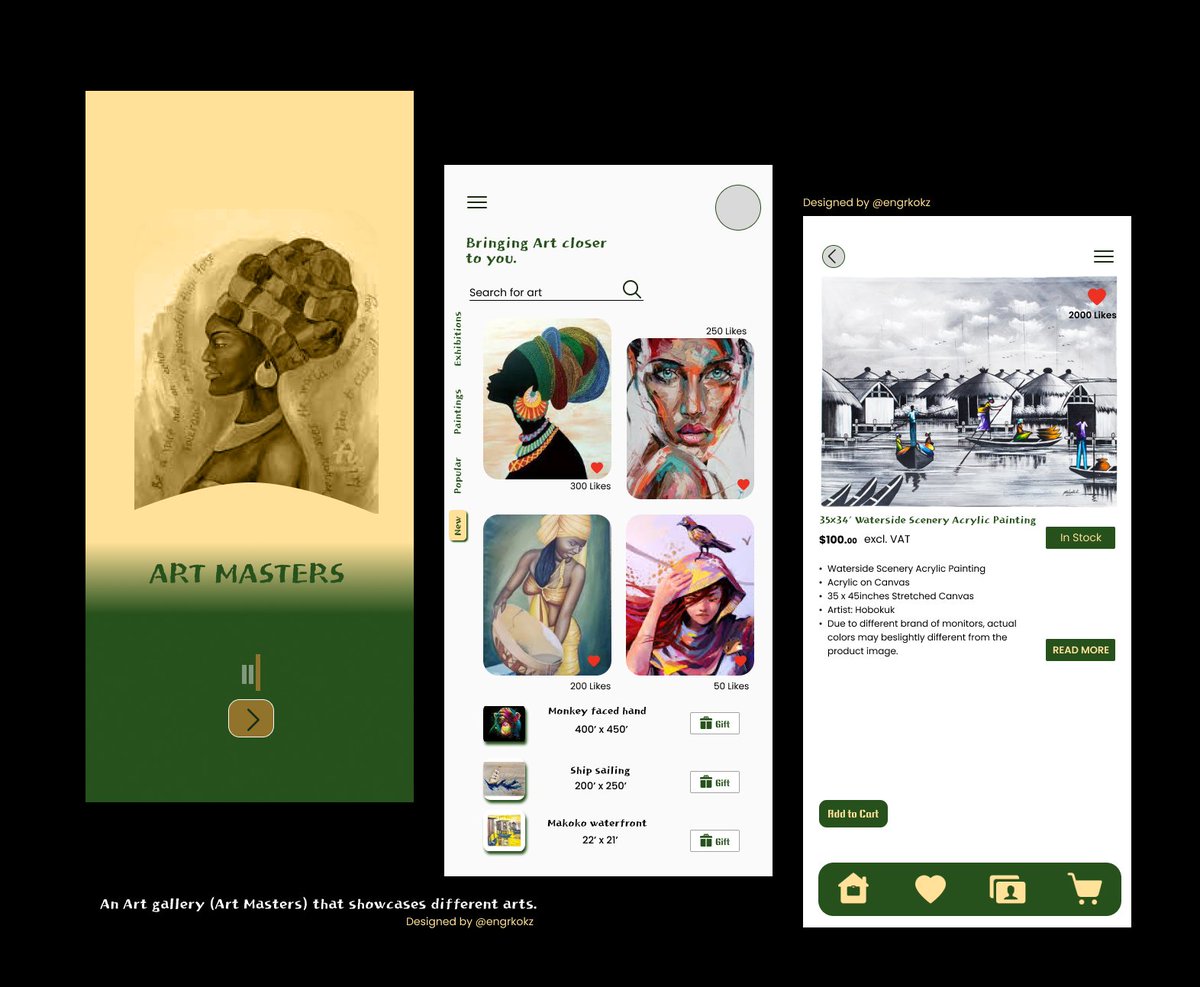 Hey!
It's me again...tried something on an #ArtGallery. 

#SelfChallenge  #uiuxdesign #figma