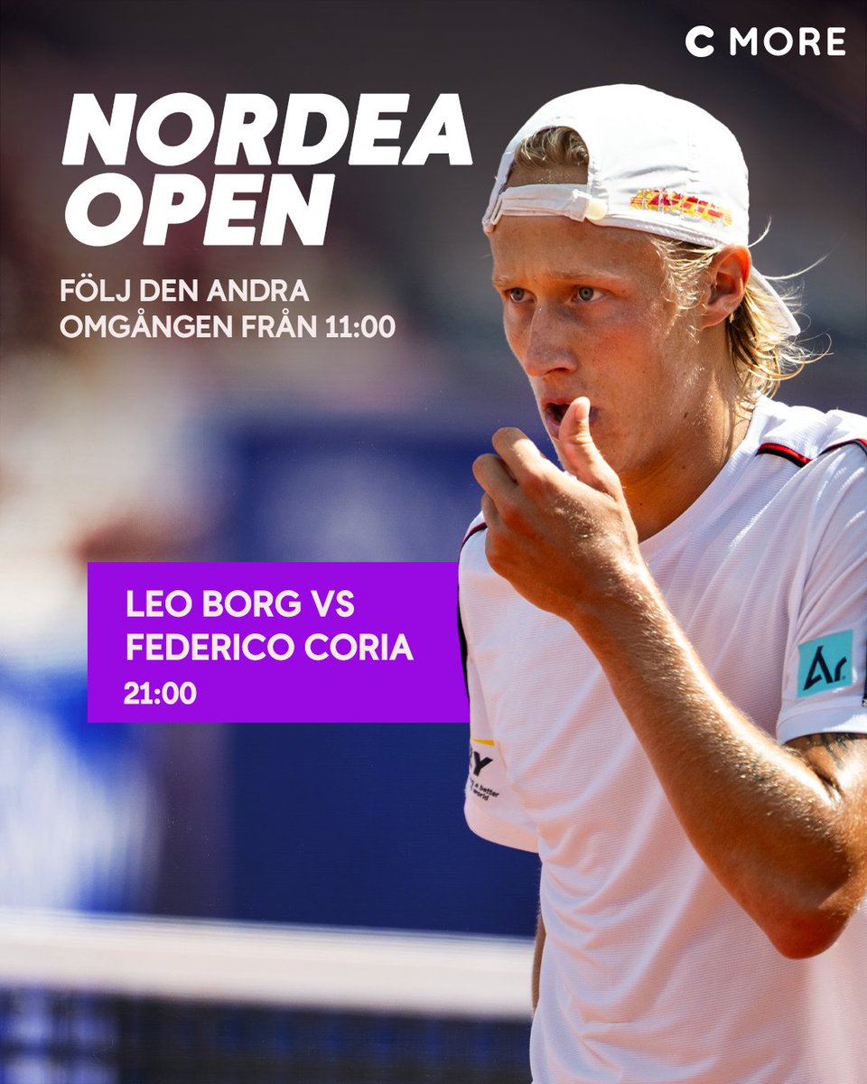 Mer tennis idag från Båstad! 21:00 kan du följa Leo Borg i Sportkanalen, lyckas han besegra argentinaren? 💥