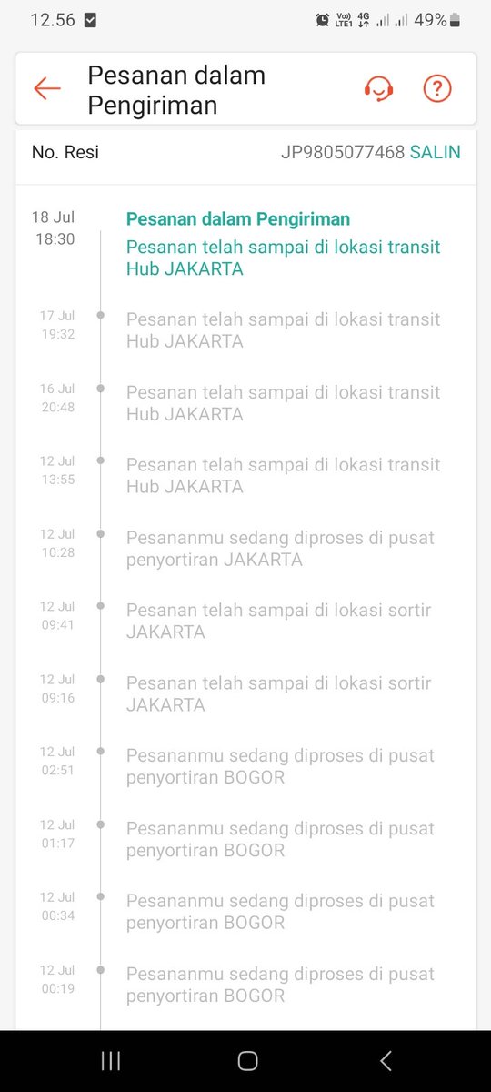 nnaLna's tweet photo. @jntexpressid siang min, paket saya ga sampe2 dah 9 hari nih. No resi JP9805077468. Dari tgl 12 ga maju2 updatenya https://t.co/rvoSo76b6I