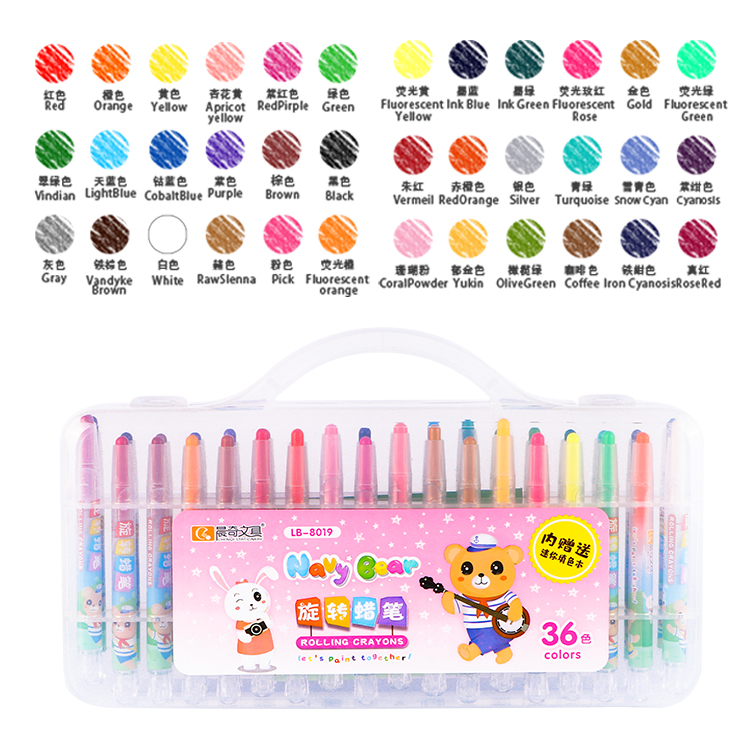 Rotating crayon with box 💫💫12/18/24/36 colors available
Crayons are easy to use, color mixing, and vivid visual effects that are loved by children, students, and adults. Perfect for coloring books to art projects
The crayons are stored in a convenient storage box