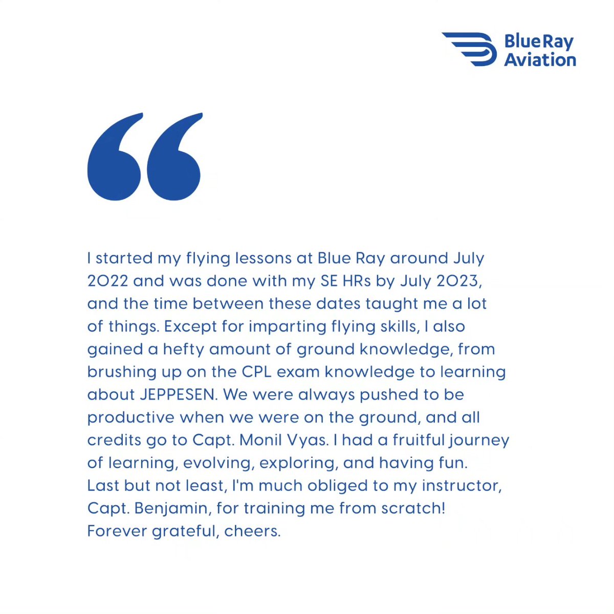 BlueRayAviation's tweet photo. Rajveer Deora, thank you for considering Blue Ray Aviation for your pilot training. We take pride in our comprehensive approach, ensuring that our students receive a well-rounded education encompassing both ground and flying requirements.
#BlueRayAviation #blueray #traineepilots https://t.co/hFsAgkHfEd