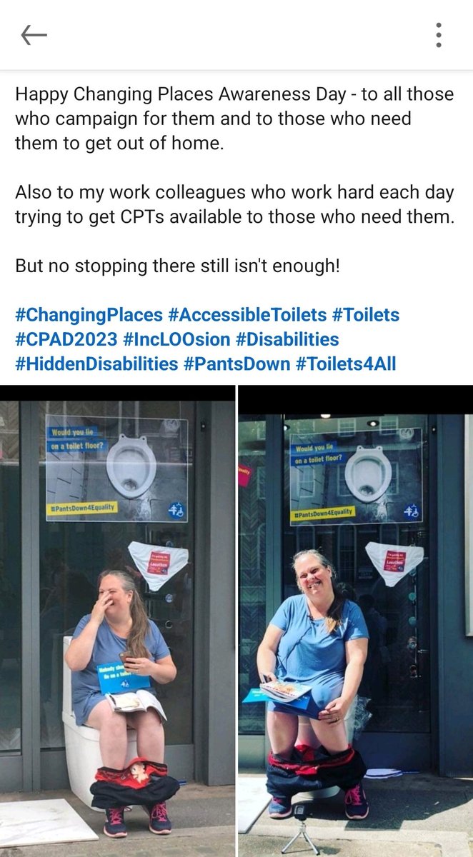 Happy Changing Places Awareness Day. Back then, I was just a campaigner, and now I work for them. Still more to be done. #CPAD2023 #ChangingPlaces #incLOOsion #inclusion #accessibletoilets #basicneed #talkingtoilets #disability