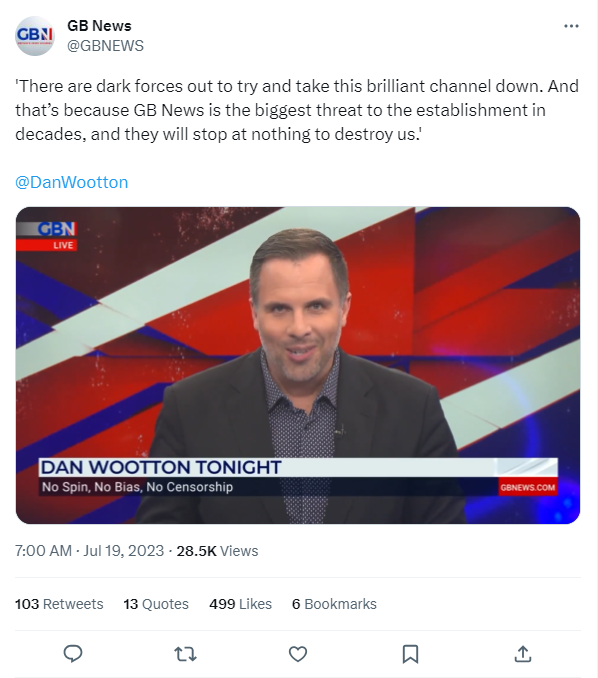 docrussjackson's tweet photo. GB "News" isn't a "threat to the establishment"! Funded by billionaire founder of Dubai-based investment company Legatum, Christopher Chandler, &amp; billionaire SIR Paul Marshall, &amp; employing several Govt MPs &amp; ex-city commodities trader Farage, #GBNews IS the fucking establishment! https://t.co/Zj68yoE3iG