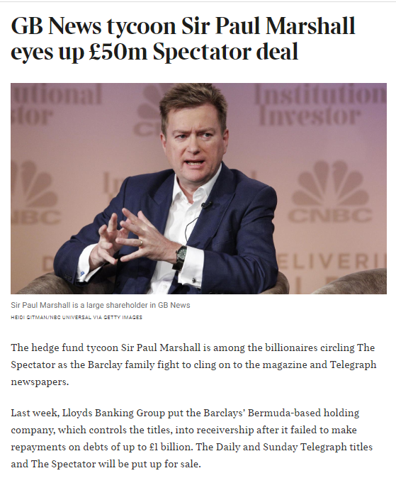 docrussjackson's tweet photo. GB "News" isn't a "threat to the establishment"! Funded by billionaire founder of Dubai-based investment company Legatum, Christopher Chandler, &amp; billionaire SIR Paul Marshall, &amp; employing several Govt MPs &amp; ex-city commodities trader Farage, #GBNews IS the fucking establishment! https://t.co/Zj68yoE3iG