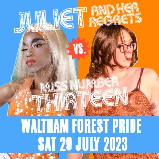* WALTHAM FOREST PRIDE * SAT 29 JULY * JULIET VS. MISS NUMBER THIRTEEN * UNMISSABLE ACTION!! * Entry is FREE but you must get a ticket! * tr.ee/f4PEmSHrCE <a href="/ELOP_LGBT/">🏳️‍🌈elop LGBT mental health and wellbeing</a> <a href="/WFPride/">Waltham Forest Pride</a> <a href="/BiPrideUK/">Bi Pride UK</a> <a href="/prideinlondon/">Pride in London</a> <a href="/TransActualUK/">Trans Actual</a> #trans #queer #drag #disco