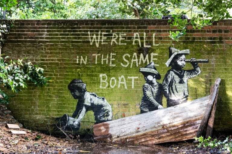 #StreetArt #TheWallsAreSpeaking 
We're all in the same boat.
By #Bansky