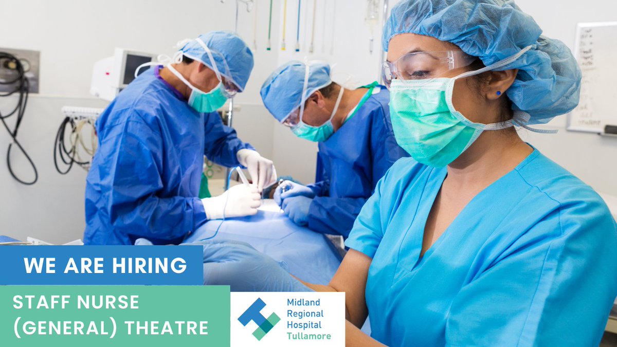 HSEDubMidlands's tweet photo. #MRHTullamore is currently hiring Staff Nurse (Theatre)

Apply Here: https://t.co/ahyYJuUkDg

Closing Date: 03/08/2023

#jobfairy #vacancies  #DMHGJobs #nursing #nursingjobs @TCD_SNM @IADNAM1 @claire_foley2 @gorman_majella  @b_louisea https://t.co/6S47jniqkm