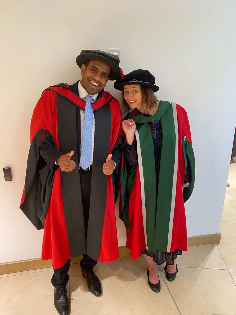 Senior lecturer Dr Leshan Uggalla and Dr Lisa Davies, Associate Director of Internationalisation and Admissions in Future Students awaiting the first ceremony of our July Graduations. 🎓#USWGrad