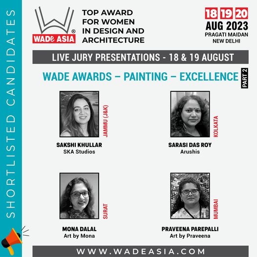 wadeasiaevent's tweet photo. WADE ASIA is glad to announce the Shortlists for WADE AWARDS 2023 for the category WADE ARTIST Painting – Excellence.
#wade2023 #wadeasia #wadeindia #wadeasia2023 #womenindesign #architectsmeet #designersmeet #interiordesigner #womeninarchitecture #womenarchitect #wadeaward https://t.co/vQAv7EvSSb
