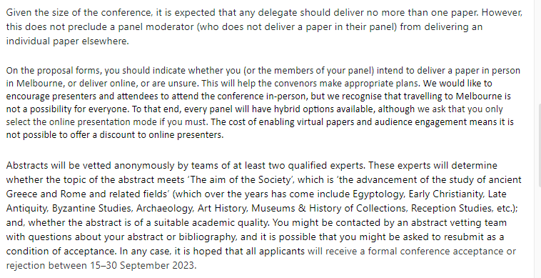 res_australes's tweet photo. #CFP #ASCS45 @ASCS1966 Australasian Society for Classical Studies 45th Annual Conference - Feb 12-15, 2024 @ACUmedia Melbourne/hybrid options. Abstracts/panels due Aug 31. Contact abstracts@ascs.org.au for abstract submission forms (no www yet?) Other enquiries: ASCS45@acu.edu.au https://t.co/z4sn1drLj1