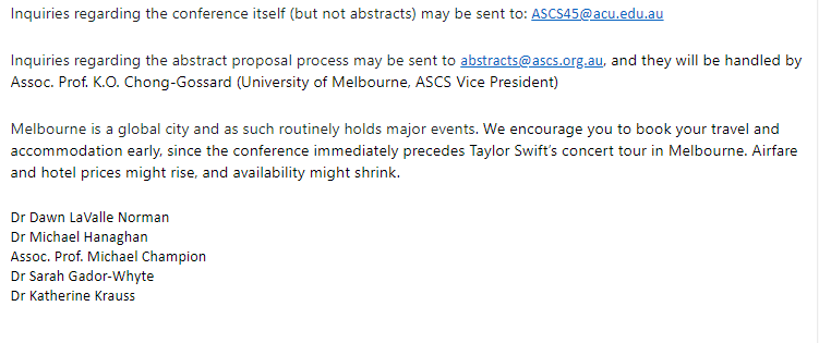 res_australes's tweet photo. #CFP #ASCS45 @ASCS1966 Australasian Society for Classical Studies 45th Annual Conference - Feb 12-15, 2024 @ACUmedia Melbourne/hybrid options. Abstracts/panels due Aug 31. Contact abstracts@ascs.org.au for abstract submission forms (no www yet?) Other enquiries: ASCS45@acu.edu.au https://t.co/z4sn1drLj1