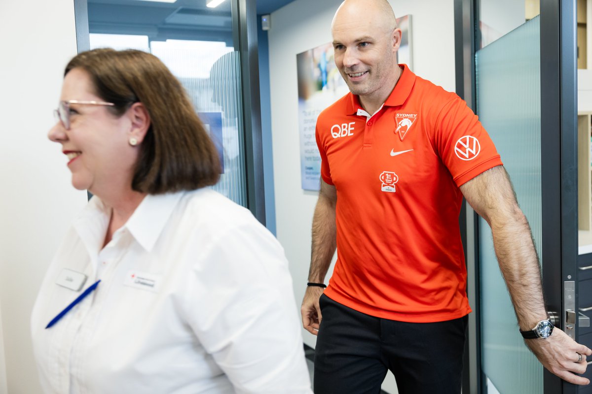 sydneyswans's tweet photo. ICYMI  👇 Footy fans, and the community alike, can now donate blood or plasma at the Moore Park @lifebloodau donation centre at Sydney Swans HQ.

As part of the celebrations this week, CEO Tom Harley and assistant coach Brett Kirk were the first to give blood. https://t.co/HhvSyA8iR2
