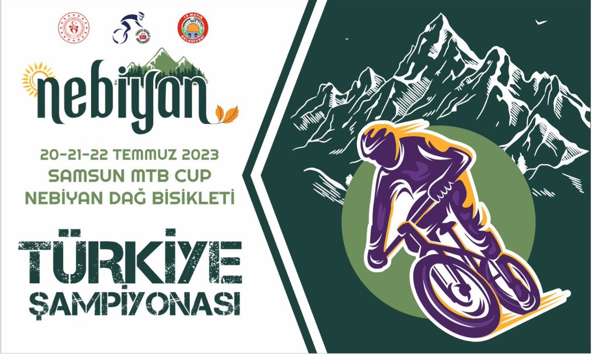 Dağ Bisikleti Türkiye Şampiyonası yeniden Nebiyan'da 
20 Temmuz Perşembe 
Saat : 16.00 
21 Temmuz Cuma 
Saat : 10.00 
22 Temmuz Cumartesi 
Saat : 10.00
Tüm halkımız davetlidir. 
<a href="/trbisikletfed/">Türkiye Bisiklet Federasyonu</a> 
<a href="/gencliksporbak/">Gençlik ve Spor Bakanlığı 🇹🇷</a>