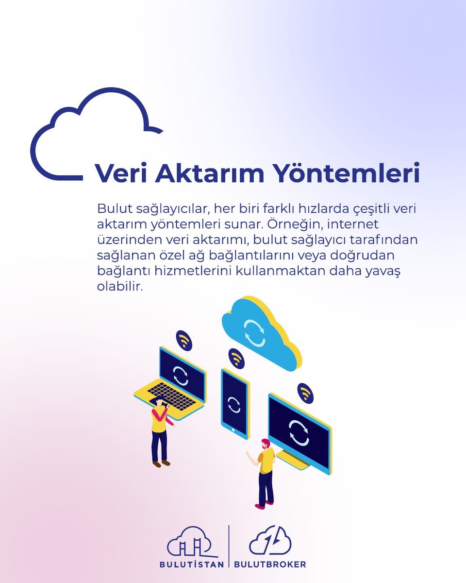 Bulutistan's tweet image. Bulut bilişimin verileri aktarma hızı ağ altyapısı, internet bağlantı hızı, bulut sağlayıcının veri merkezlerinin konumu ve veri aktarımı için kullanılan belirli hizmet veya teknoloji dahil olmak üzere çeşitli faktörlere bağlı olarak değişebilir.
 
#Bulutistan #DataTransferSpeed