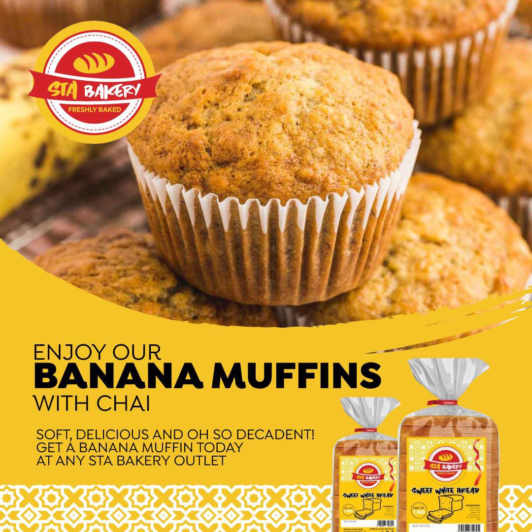 Enjoy our yummy banana muffins with chai😋 #stabakerytreats #bananamuffins #yummycakes