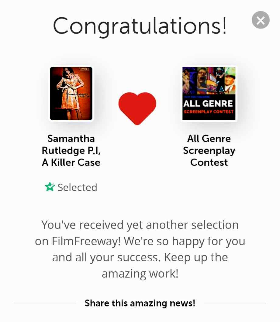 IannisAliferis1's tweet photo. Honored my #noir #thriller #screenplay #samantharutledgepiakillercase is #officialselection at #allgenrescreenplaycontest in #losangeles #hollywood #usa #bestunproducedscript #filmnoir #detective #femalelead #writer #scribe #screenwriter #iannisaliferis #festivalrun https://t.co/Nc5FFjm8Es