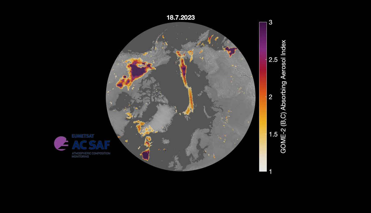 Significant smoke plumes have been observed throughout July at high latitudes and the Arctic, originating from fires in Canada and Siberia #WildfireSmoke #satellite.
GOME-2 AAI data can be obtained from: acsaf.org/offline_access…