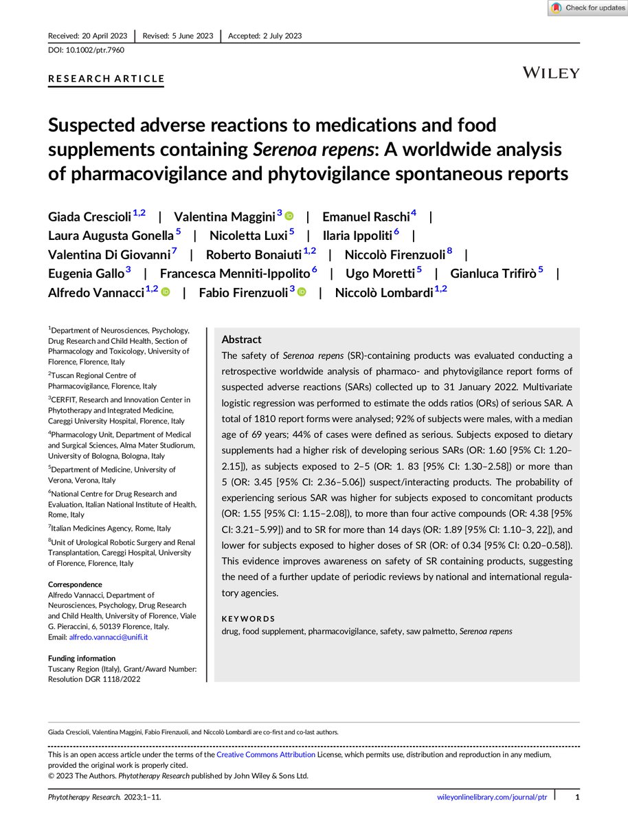 cucumba86's tweet photo. 💊 Our latest research describing #suspected #adverse #reactions to #medications and #food #supplements containing #Serenoa #repens through a #worldwide #analysis of #pharmacovigilance and #phytovigilance spontaneous reports

https://t.co/zGS8Ht5ilW https://t.co/inhv9hZ54H