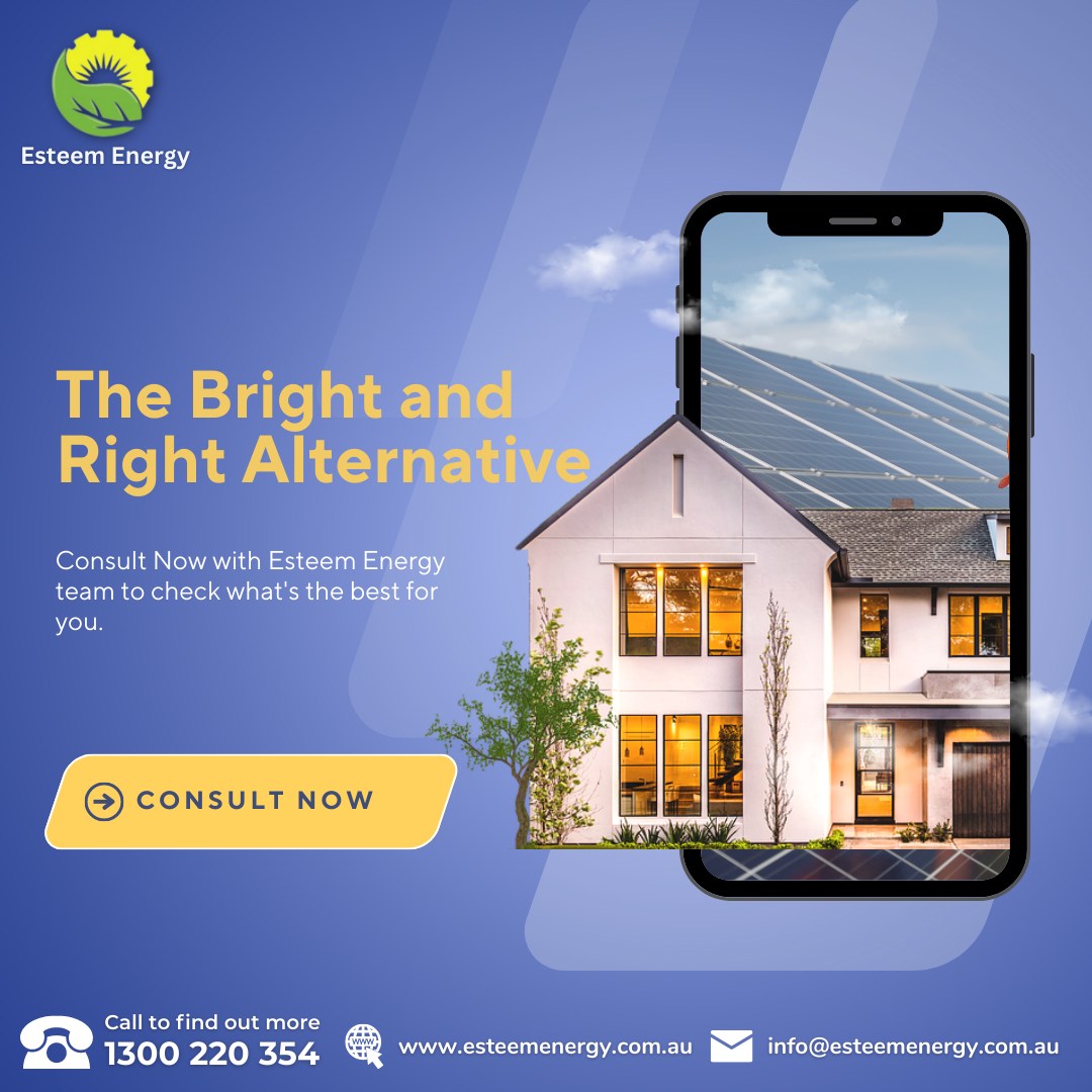 The Bright and
Right Alternative
Consult Now with Esteem Energy
team to check what's best for you. 

Ph.no.: 1300 220 354
Visit us at: esteemenergy.com.au/about/

#solarpanels #solarenergypanels #solarpvpanels #house #building #house_plant_community #esteemenergy