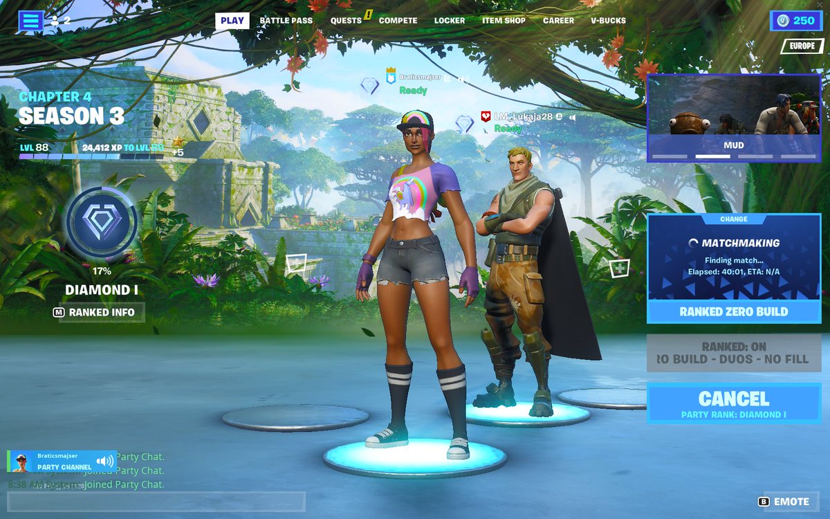 NikolaSmajser's tweet photo. @FortniteGame @EpicGames @FNCompetitive @FORTNITEBALKAN8 
Nice matchmaking sistem in EU servers!!!
In 09:15 am!!!
In DIAMOND I lobby PC/PSN
☭☭☭ https://t.co/CThCJJIp2A
