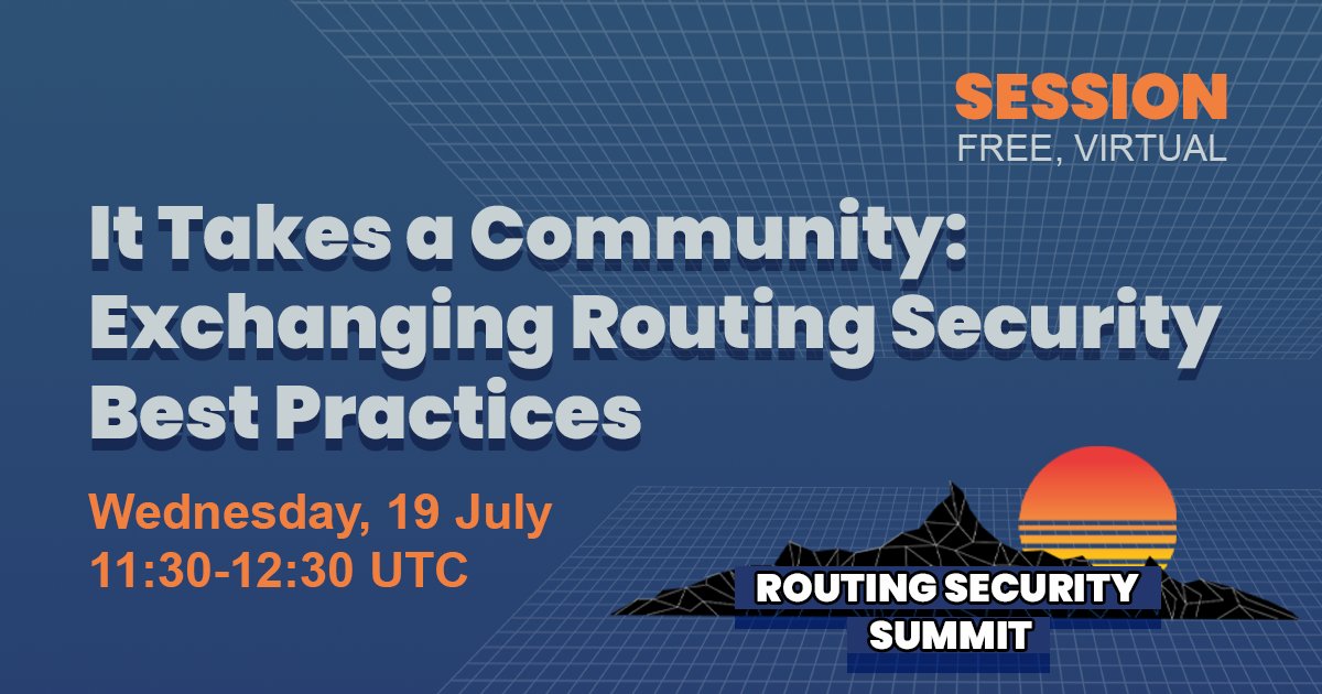 RoutingMANRS's tweet image. Reminder: Join the discussion of how #IXP s can promote routing security best practices. 
ft @anandraje,  @DECIX's  Matthias Wichtlhuber, and Peter Gitau (Kenya  IXP)

Register and join for free via manrs.org/event/routing-…