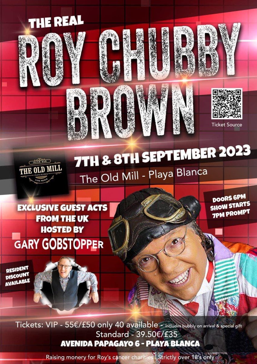 ticketsource.co.uk/whats-on/gran-…
Barbacoa Showbar, Gran Canaria
Tuesday 5th September 2023
ticketsource.co.uk/whats-on/gran-…
Lanzarote, The Old Mill, Playa Blanca 
7th &amp; 8th September 2023
ticketsource.eu/gapcanaries