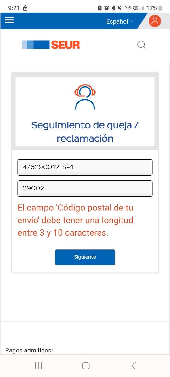 AdolfoCaiman's tweet photo. @SEUR_responde esta muy claro 29002...
5 caracteres...
???
Que desastre de Seur!!! https://t.co/mDN6nKiAeF