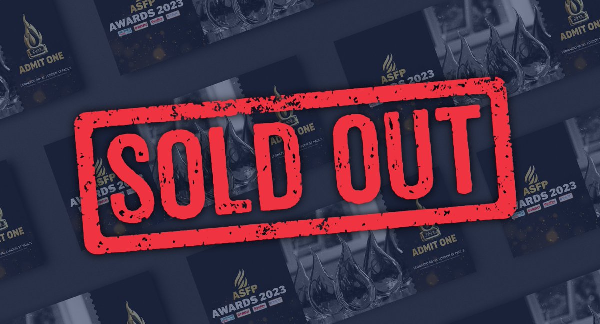 The #ASFP #Awards are now Fully #SOLDOUT! Thank you to everyone who bought tickets, we look forward to seeing you on the night If you still want to attend please email us at info@asfp.org.uk and you will be the first person we contact if space is made available