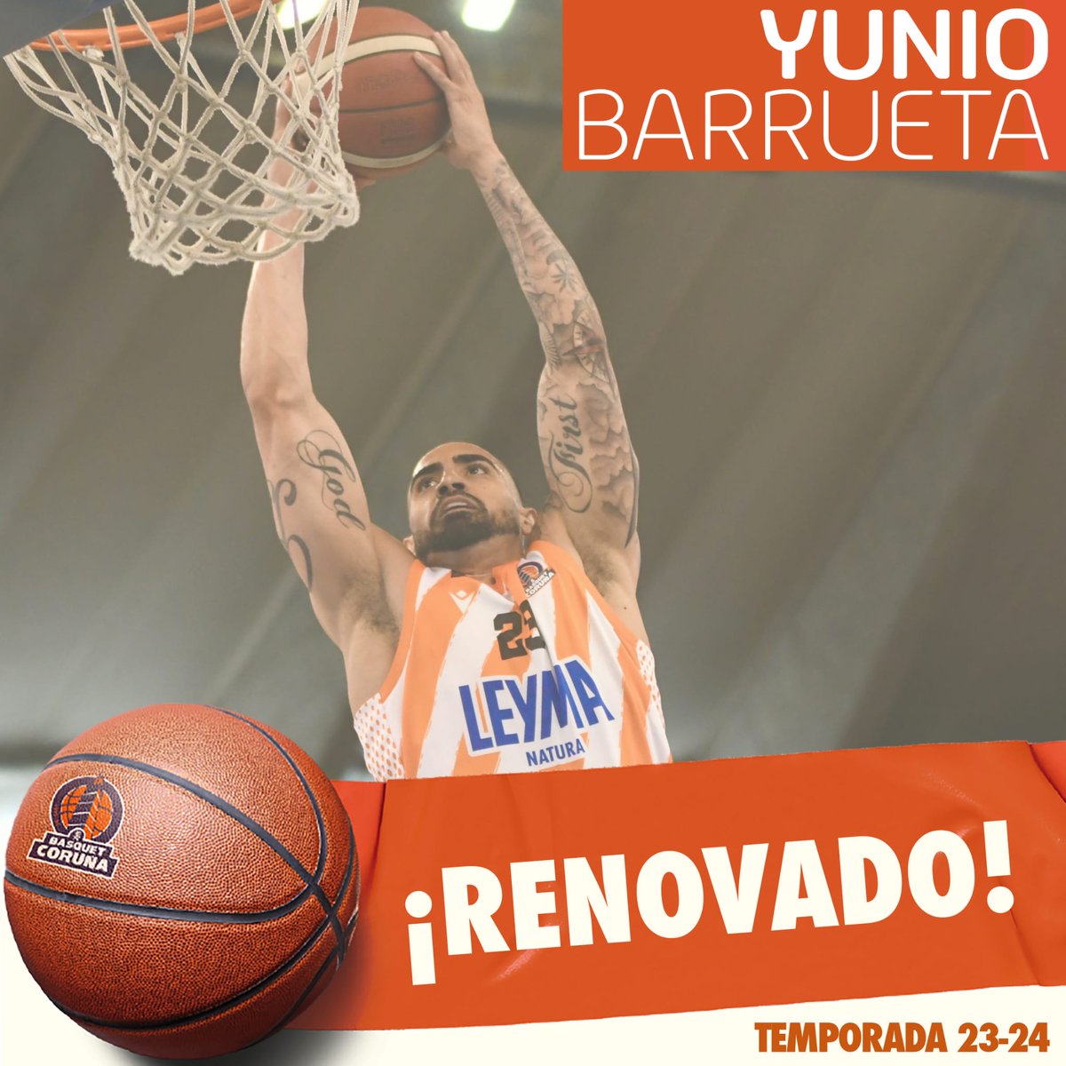 basquetcoruna's tweet photo. El tirador está de vuelta por segunda temporada 🔥
@DSBG_23 volverá a hacernos levantar del asiento en #OFornodeRiazor vestido de naranja 💪🏼
Qué ganas de disfrutar con tu energía, Yunio! 🧡 https://t.co/QxlTpvOIvq