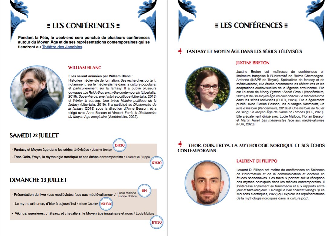 HMedievale's tweet photo. OYEZ ! OYEZ !!! Dans deux jours j'animerai à la fête des @rempartsdinan une série de conf' sur le Moyen âge et ses représentations, avec @LDiFilippo  @breton_justine et Alban Gautier. ⚔️⚔️🧙‍♂️+ d’infos ici : https://t.co/R1OKrPyBrk
Poke @LibertaliaLivre et @Ed_Vendemiaire https://t.co/H6FPPJmUCy