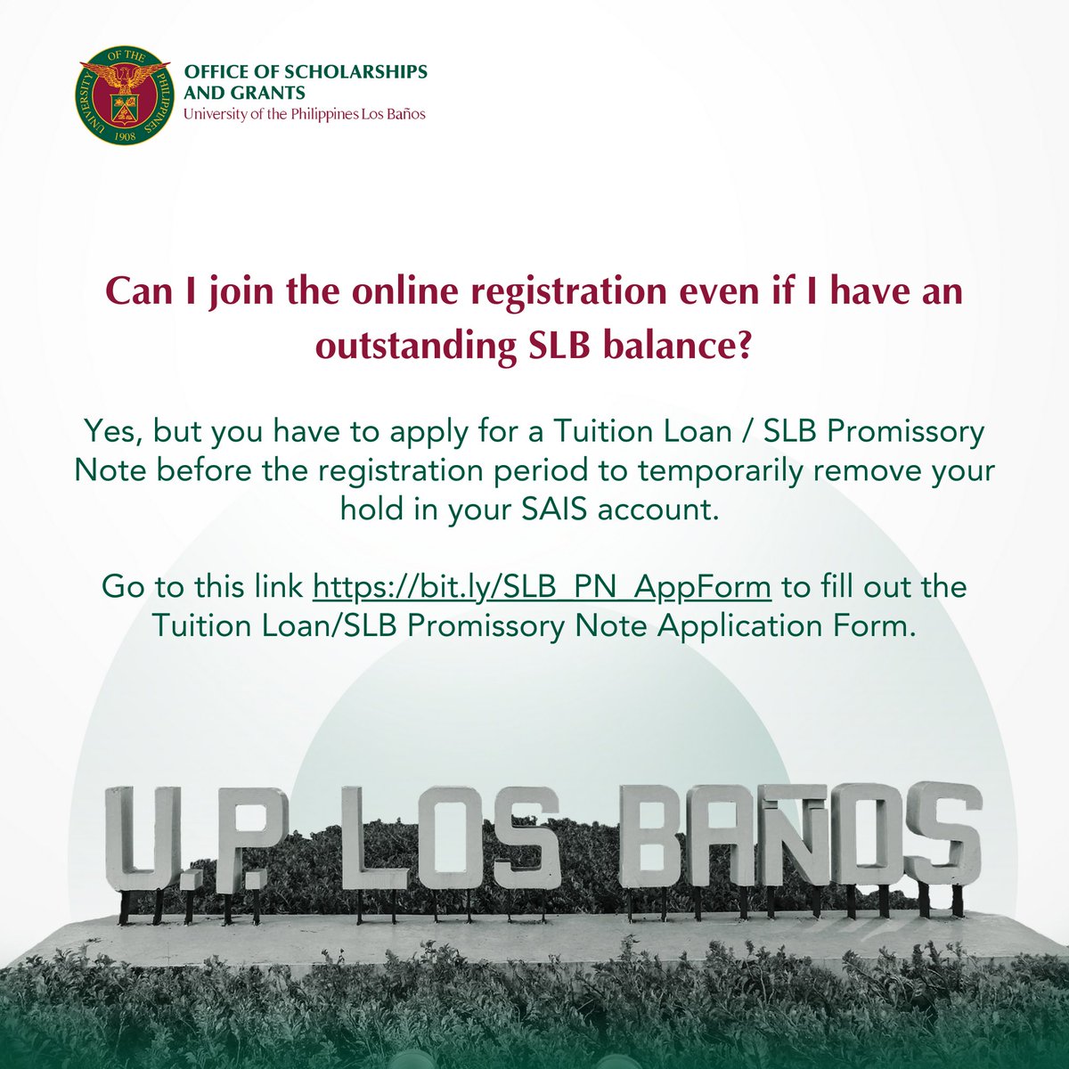 uplbosg's tweet photo. [𝗦𝗟𝗖 𝗙𝗔𝗤𝘀]
Here are some 𝗙requently 𝗔sked 𝗤uestions that may guide you in processing your tuition loans. Check it out right away! https://t.co/fcDHCZ7i4N