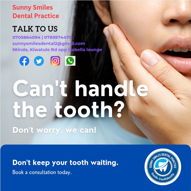 SmilesPractice's tweet image. We are open and readily available to handle and attend to all your dental problems. Our services range from examination, surgery to treatment. Come to Ntinda, Kiwatule Rd opp Isabella lounge.
#DentalImplants #dentalcare #BarbieMovie #dolar #TourdeFrance #بدر_المشاري