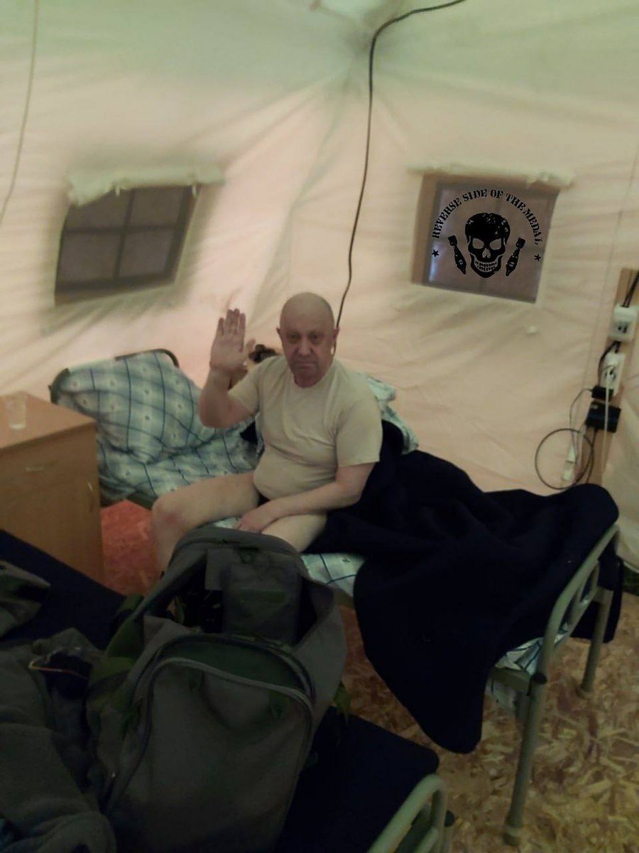 Evgeny #Prigozhin in the early morning at the #Wagner PMCs #camp, a couple of days ago. The relocation to the Republic of #Belarus continues. #Ukraine #ukrainewar #UkraineRussianWar #UkraineRussiaWar #WagnerGroup https://t.co/Rqf8ztdK49