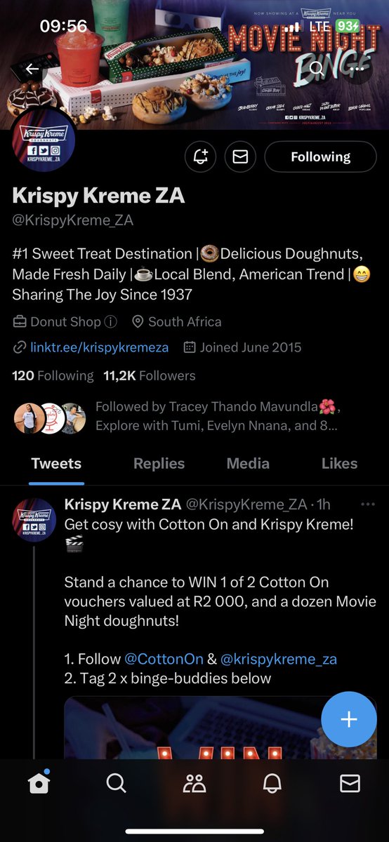 LoveSphe's tweet image. Following 💃🏾😍

Binge buddies @Black_Tanash @TXMkhize 
‌
#KKSA #KrispyKremeDoughnuts #KKMovieNightBinge #SweetNightIn #KKxCottonOn
