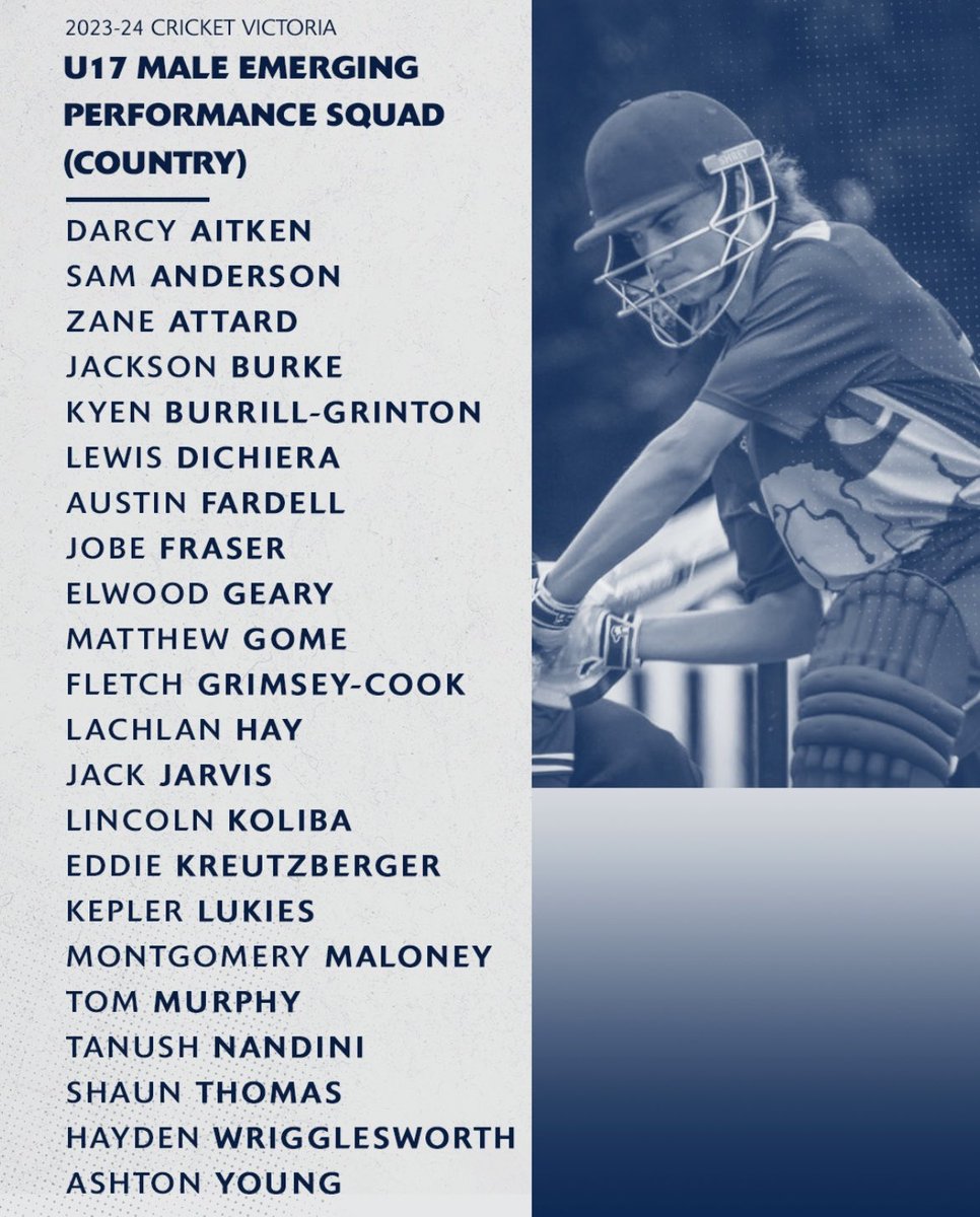 Congratulations to Zane Attard, Elwood Geary, Fletch Grimsey-Cook on your selection! 👏👏🏏