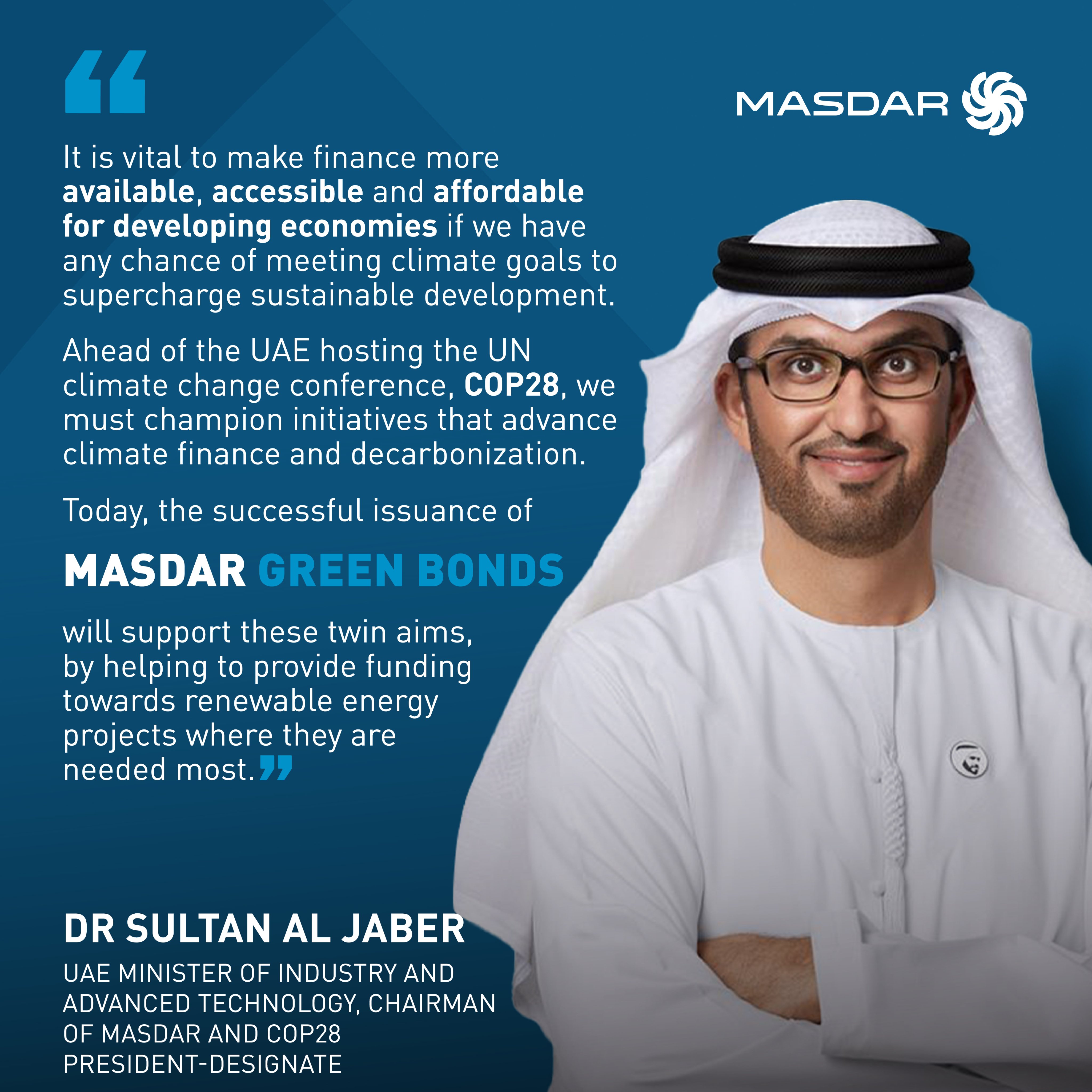 Masdar on Twitter: "#Masdar completes US$750M, 10-year Green Bond offering,  more than 5x oversubscribed. Proceeds from the sale will fund eligible green  projects under our Green Finance Framework, driving #RenewableEnergy  projects around