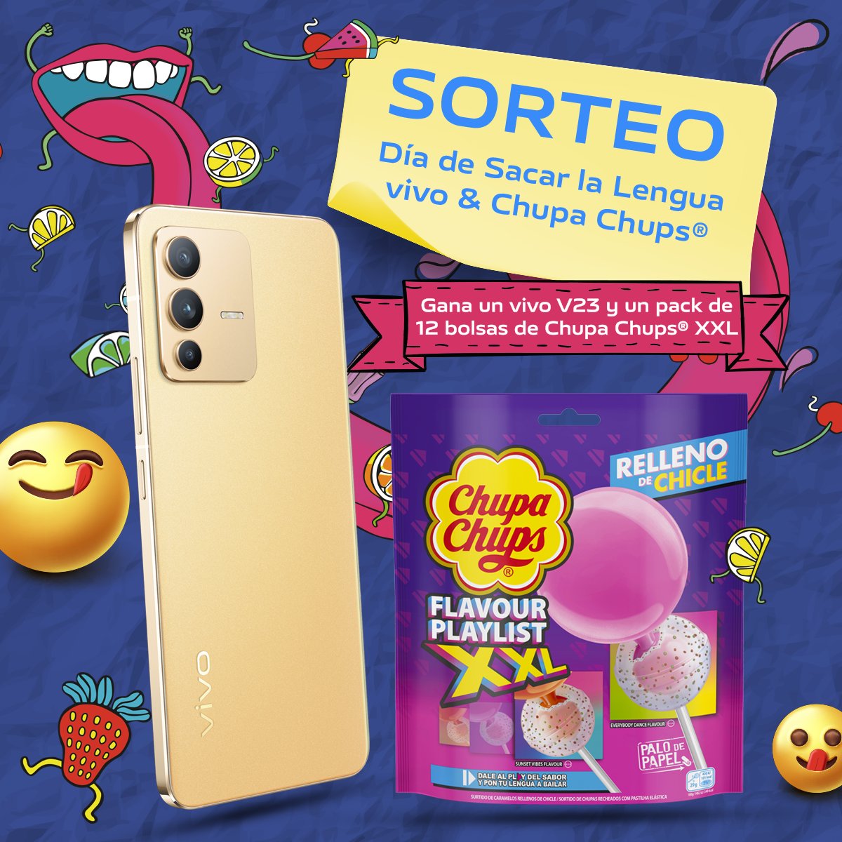 vivo_espana's tweet photo. ¿Sabes esa persona que SIEMPRE posa sacando la lengua 😜? Hoy te vas a alegrar de tenerla en tu vida:
RT y sigue a @vivo_espana y @chupachups_esp
Menciona a esa persona.
Entra en el #sorteo de un #vivoV23 y un pack de 12 bolsas de Chupa Chups XXL

#DíaDeSacarLaLengua https://t.co/cIhWzr3O7o