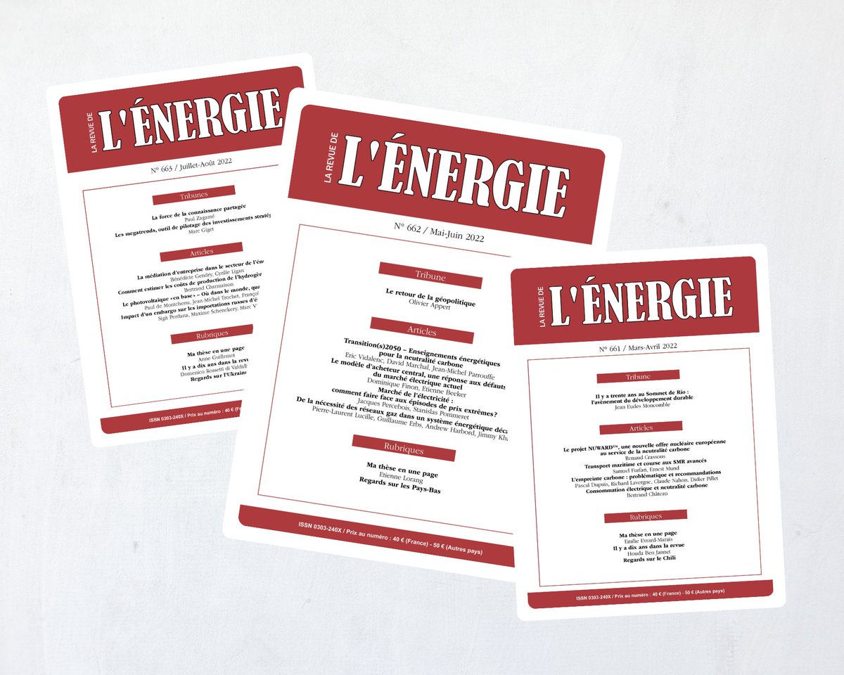 En cette période estivale, nous vous proposons une offre découverte pour découvrir La Revue de l'Énergie :
👉Jusqu'au 28 juillet, les numéros 659 à 664 sont au prix spécial de 15 € (pour la 🇫🇷) frais d’envois inclus, au lieu de 40€ !
✔ Profitez-en : bit.ly/3DhTFcf