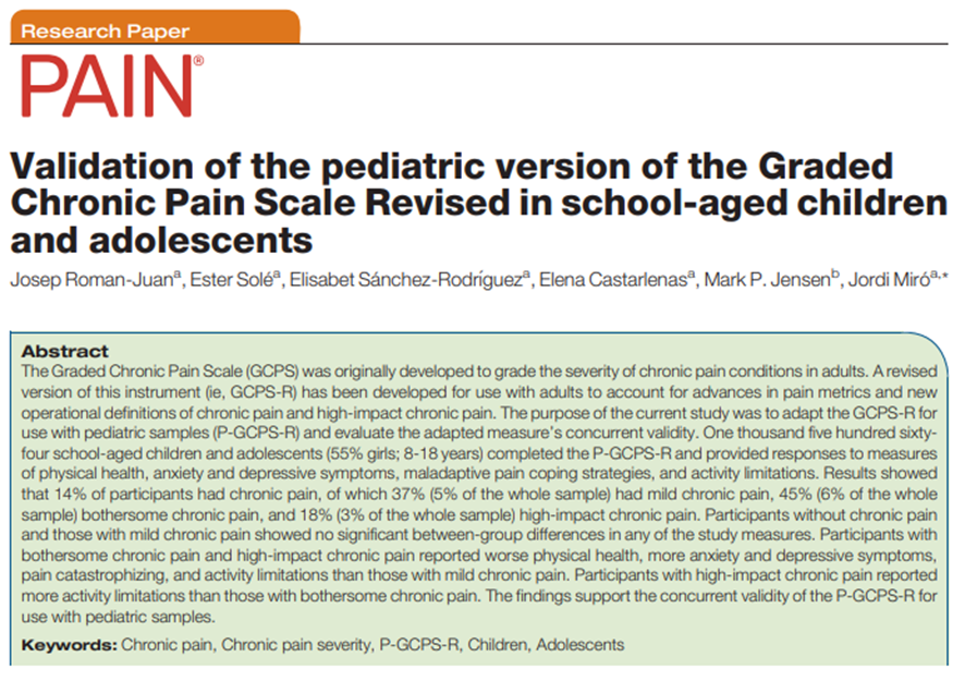 DrJordiMiro's tweet image. 👉🏻Are you interested in #pediatric #pain?
🎯Concerned about how to best conceptualize/define #ChronicPain  in pediatric populations?
🗣️Then, you may want to look at this new study of ours:
🔜journals.lww.com/pain/Abstract/…