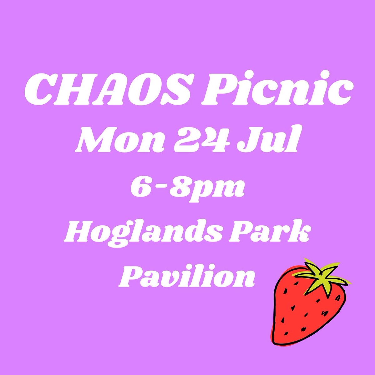 CHAOS picnic Monday 24 Jul Meet at Hoglands Park Pavilion 🌳 (if it’s rainy we’ll head inside!) It’s a great chance to meet other local creatives and find out what everyone is up to ⚡️ Everyone’s welcome, so come and say hi 👋 More info here 👇 chaosnetwork.org.uk/meetings/