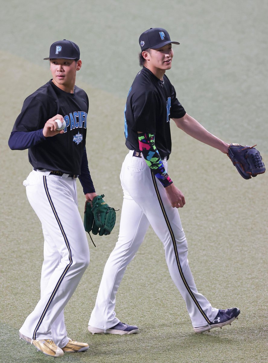 オリックスが誇る長身・足長コンビ！ #山下舜平大 選手と #山﨑颯一郎