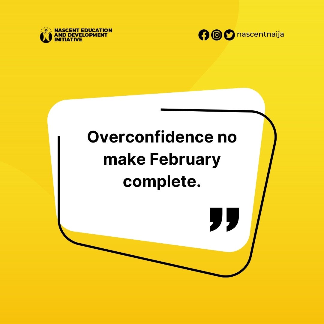 nascentnaija's tweet photo. Pidgin Quotes๐ค๐คช๐๐พ
Overconfidence no make February complete. ๐คฃ๐ค
What are your thoughts on this pidgin quote?
Like, Share, Retweet and ๐ Follow ๐ our page for more pidgin wisdom quotes.
#pidginquotes #nascentnaija #wednesdaymorning #community
Simi Tobi Amusan Daddy https://t.co/GN2CEBvbKp