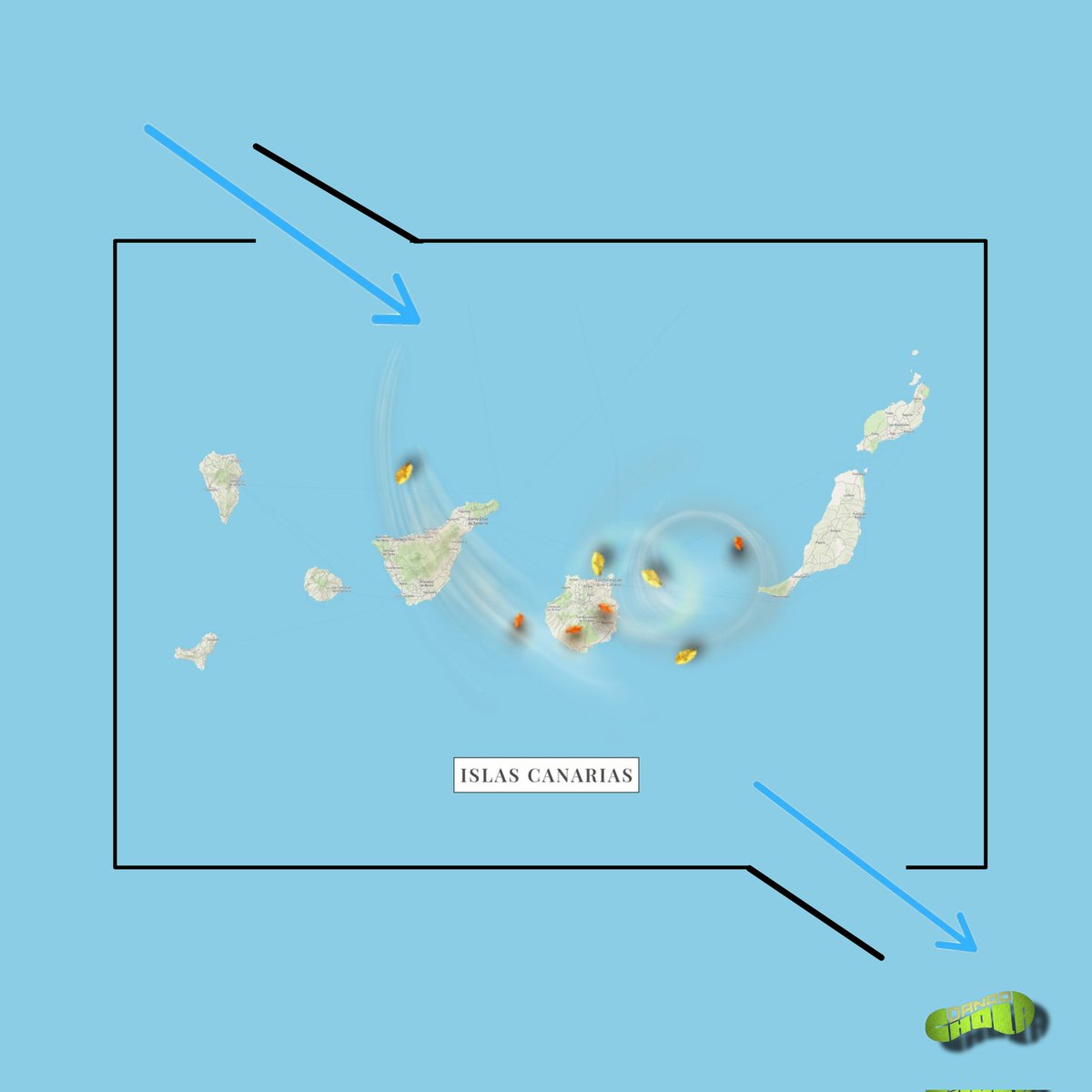 Para los peninsulares que se preguntan por qué en Canarias no hace tanto calor estando más al sur. El truco es abrir las dos puertas del muro que nos rodea, una por arriba y otra por abajo, pa que corra el airito 👌
