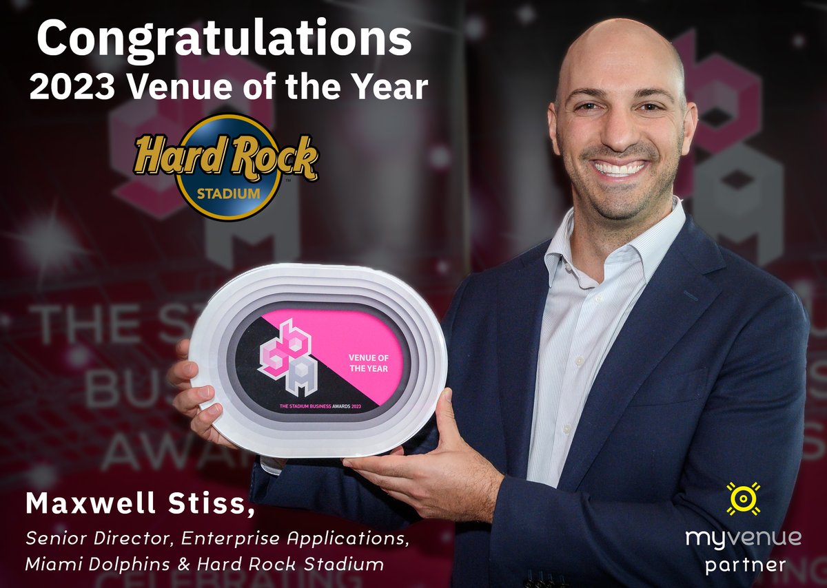 MyVenue partner, Hard Rock Stadium, has been named Venue of the Year at The Stadium Business Awards 2023.

Miami Dolphins & Hard Rock Stadium Snr. Dir. of Enterprise Applications Maxwell Stiss gave an insight into the global entertainment destination’s pursuit for excellence: https://t.co/GGUcQYd2dU