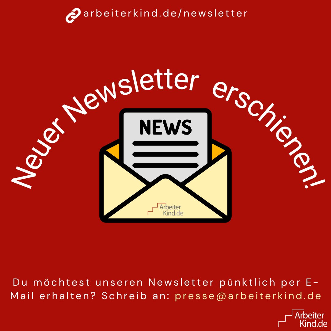 Erste an der Uni (@ersteanderuni) on Twitter photo Unser neuer #Newsletter ist erschienen und hier könnt ihr ihn lesen: arbeiterkind.de/newsletter ☺️
Du möchtest unseren Newsletter pünktlich per E-Mail erhalten? Schreib an: presse@arbeiterkind.de ✌️ Unser neuer #Newsletter ist erschienen und hier könnt ihr ihn lesen: arbeiterkind.de/newsletter ☺️
Du möchtest unseren Newsletter pünktlich per E-Mail erhalten? Schreib an: presse@arbeiterkind.de ✌️