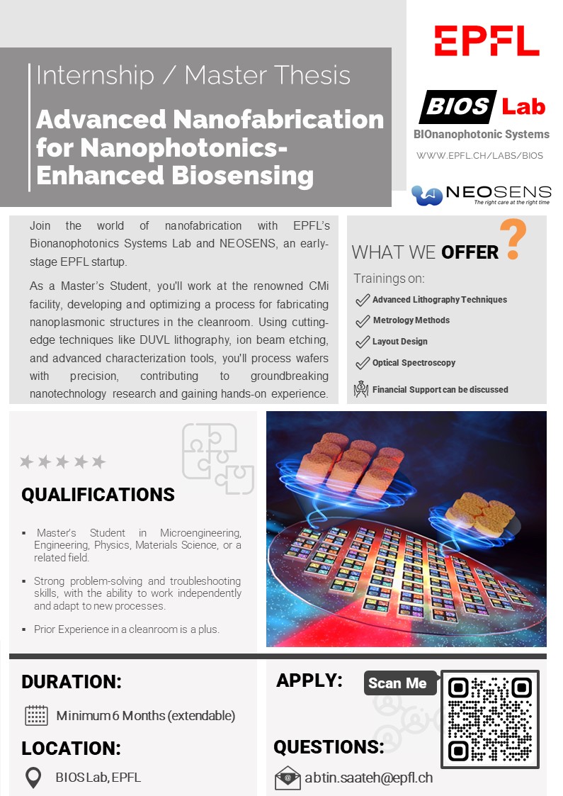 🌟 Exciting Internship / Master Thesis Opportunity at BIOS! Join us for cutting-edge research in nanofabrication. Develop optical nanostructures 🔬 and work in state-of-the-art cleanroom facilities.
Apply now: forms.gle/SSkK5hA9p2EUYo…
#Internship #MasterThesis #Master #Research