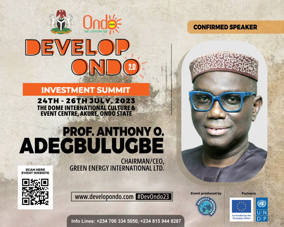 brevityanderson's tweet photo. #DevOndo23
More Speakers confirmed for Develop Ondo 2.0
July 24th – 26th 2023
Akure, Ondo State
Register Here: https://t.co/Kqv2YZVe34
#ONDO
@TonyOElumelu @_geil_official @AxxelaGroup @SGFAkume @Heirs_Holdings @DevelopOndo @ondipa_ondo @Innovate_Ondo @RotimiAkeredolu @RazaqObe https://t.co/MjAjlx97Cj